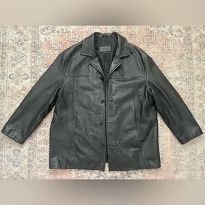 VTG Black Classic Vintage Tailored Leather 90s Grunge Punk Whimsigoth Jacket XL